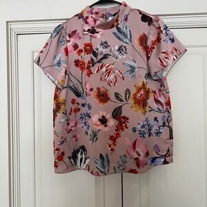 J. Crew Pink Graphic Boxy Blouse with Peter Pan Collar